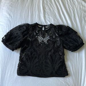 Express Puff Sleeve Lace Top with Tank Top